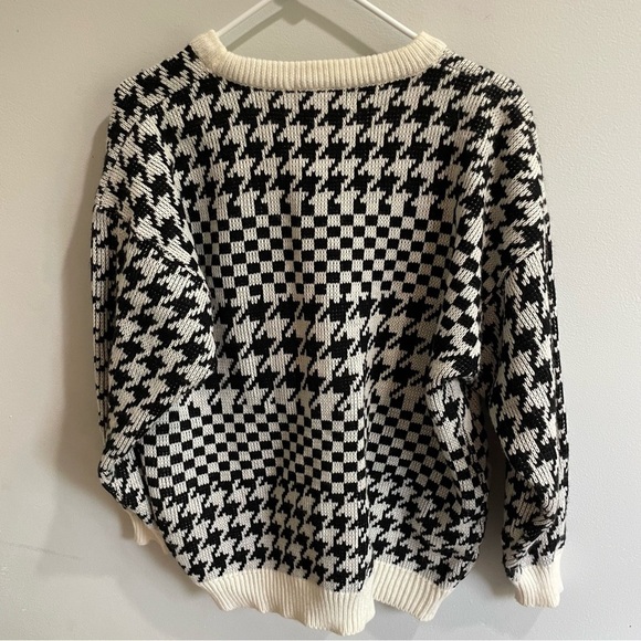 A’MILANO Cardigan Sweater Paris Milano New York Houndstooth Herringbone Large - Picture 5 of 8